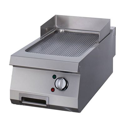 Grill rainuré gaz professionnel simple avec plaque en acier satiné, châssis en acier inoxydable, brûleur haute puissance et sécurité thermocouple pour restaurant