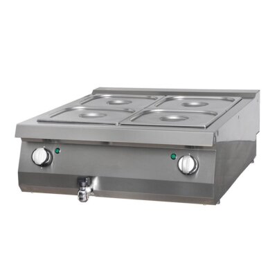 Bain-marie professionnel double électrique 2,0kW avec bassin monobloc étanche, boîtier acier inoxydable, dessus soudé sans joints et chauffage rapide pour restaurant