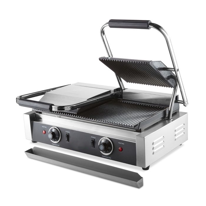 Double Contact Grill Professionnel – Plaques en Fonte – 2 x 1800W – Châssis Inox – Image 3