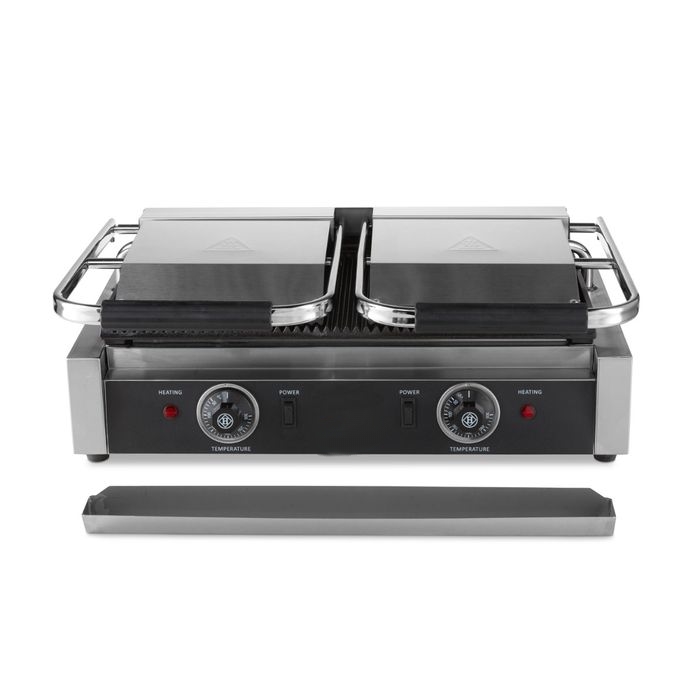 Double Contact Grill Professionnel – Plaques en Fonte – 2 x 1800W – Châssis Inox – Image 2