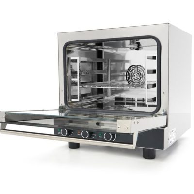 Four mixte professionnel 4 niveaux analogique en acier inoxydable avec régulation de vapeur 230V