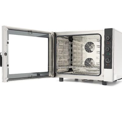 Four mixte professionnel 6 niveaux analogique en acier inoxydable avec régulation de vapeur et ventilation forcée 400V