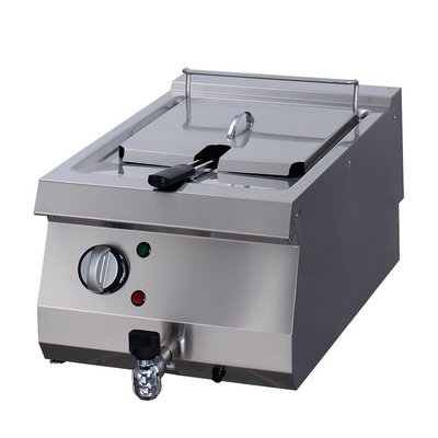Friteuse électrique professionnelle 12 litres monobloc en acier inoxydable avec vanne de vidange et puissance 11000W triphasé