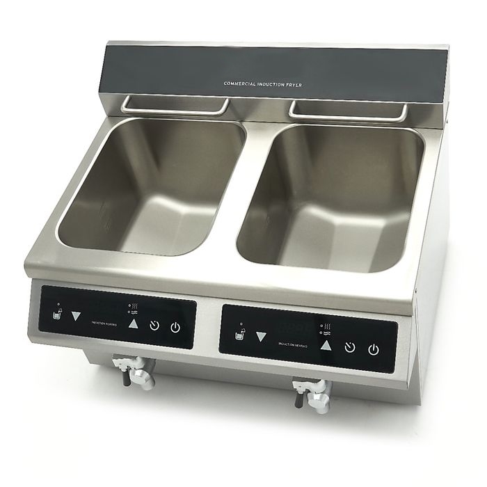 Friteuse à Induction Professionnelle 2 x 8L - 7000W & Robinets de Vidange – Image 4