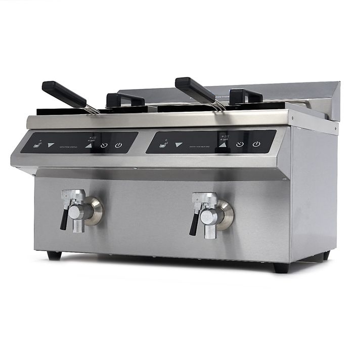 Friteuse à Induction Professionnelle 2 x 8L - 7000W & Robinets de Vidange – Image 9