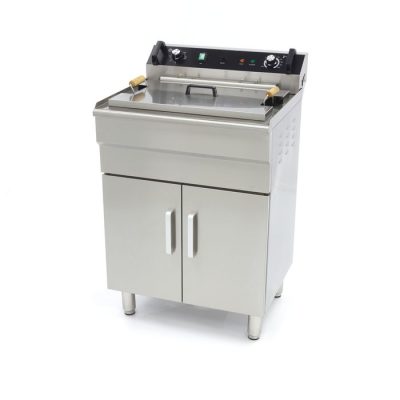 Friteuse électrique professionnelle 35 litres sur support armoire avec robinet de vidange et puissance 6000W triphasée