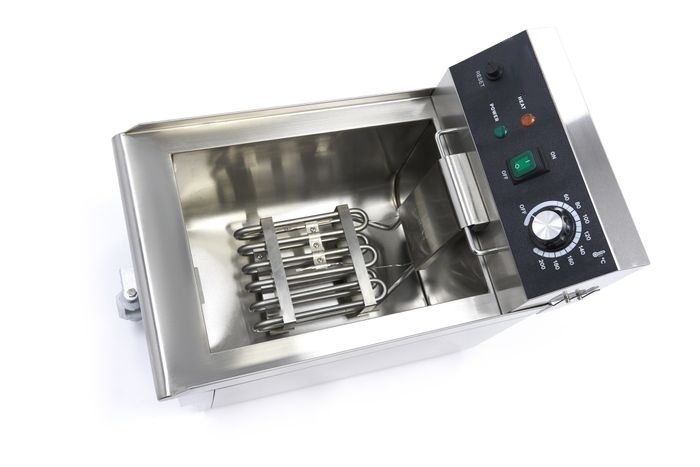 Friteuse électrique professionnelle 10 litres inox avec robinet de vidange frontal et thermostat de précision