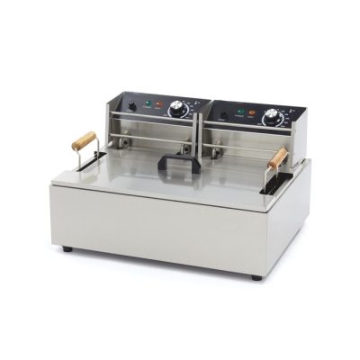 Friteuse électrique professionnelle 15 litres inox avec panier extra-large et double thermostat 200°C