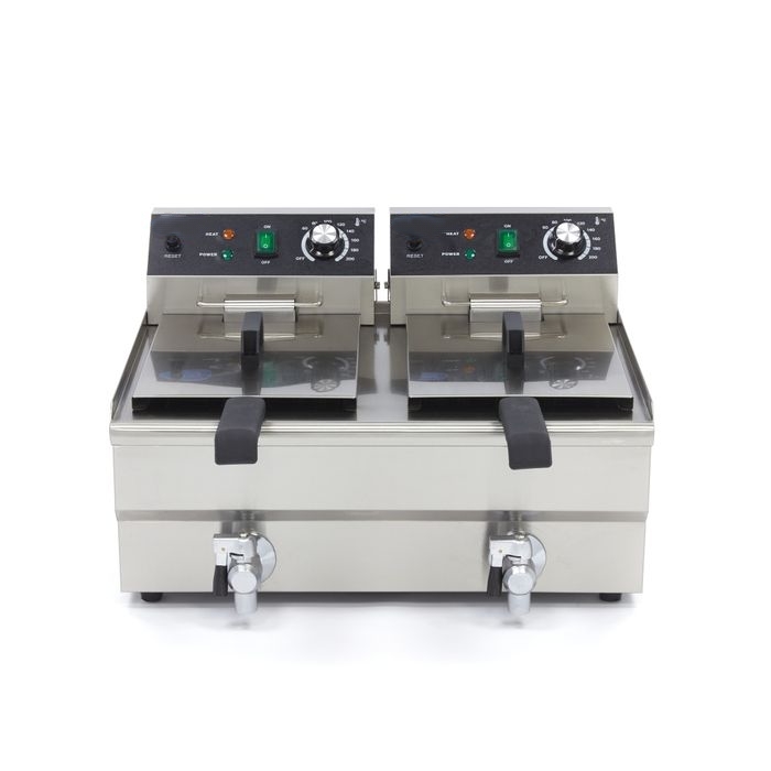 Friteuse Électrique Professionnelle 2 x 10L - 6000W - Robinets de Vidange Intégrés – Image 3
