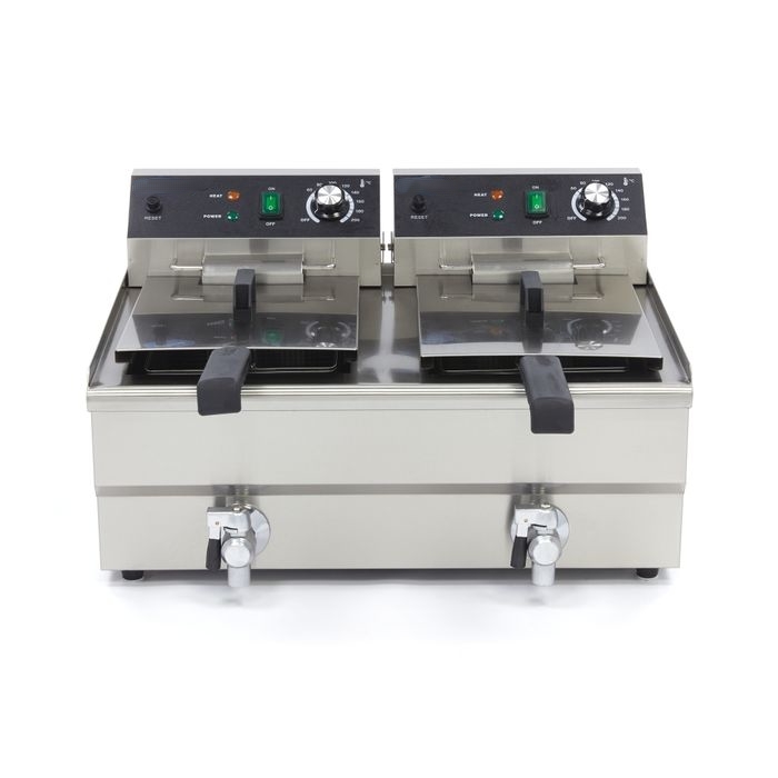 Friteuse Électrique Professionnelle 2 x 13L - 6000W - Avec Robinets de Vidange – Image 3