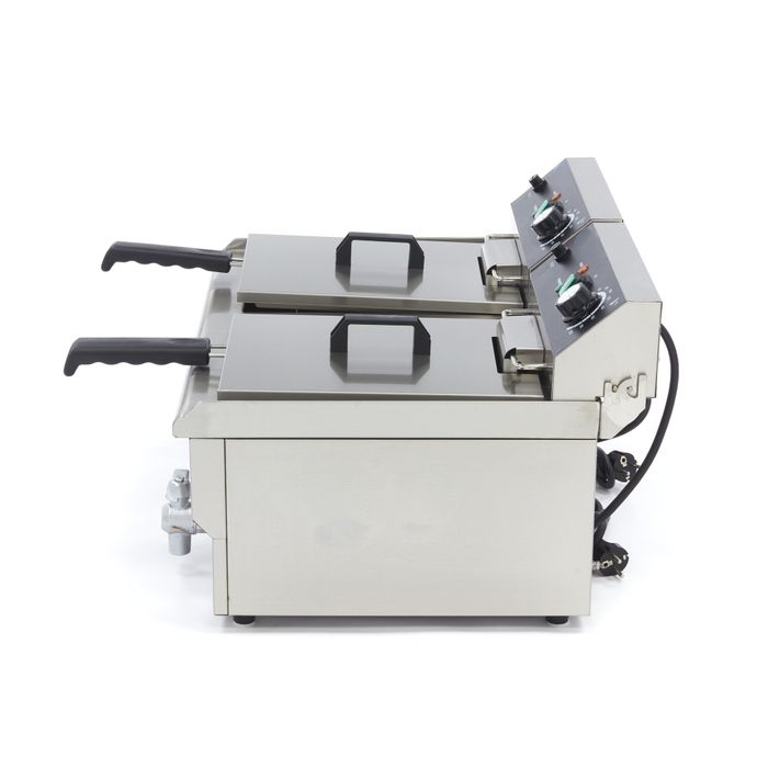 Friteuse Électrique Professionnelle 2 x 13L - 6000W - Avec Robinets de Vidange – Image 8