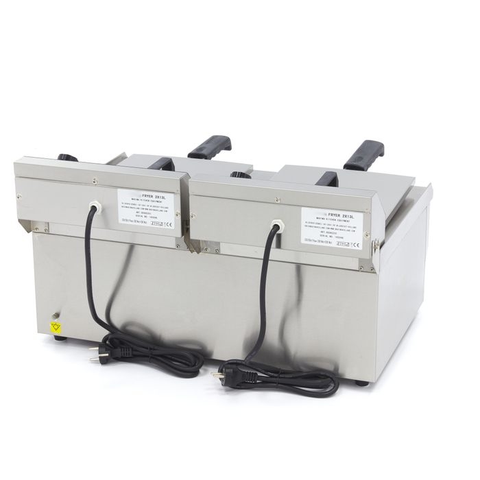 Friteuse Électrique Professionnelle 2 x 13L - 6000W - Avec Robinets de Vidange – Image 9
