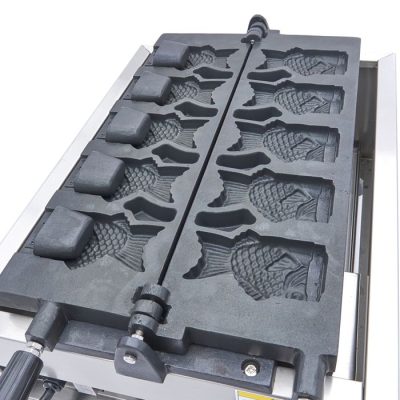 Découvrez le gaufrier professionnel Taiyaki pour 5 gaufres poisson. Système rotatif numérique, température 300°C, puissance 3200W et châssis inox robuste 21kg. Livraison Gratuite !