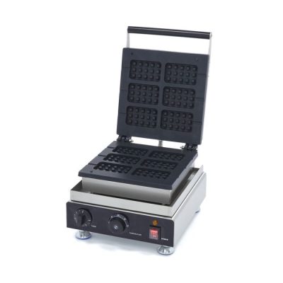 Gaufrier professionnel pour 6 gaufres belges sur bâtonnets sucettes inox 1750W