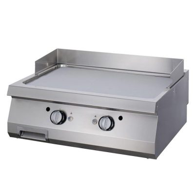 Grill double lisse chrome professionnel à poser gaz série 900, puissance totale 18,0kW, plaque lisse finition chromée, gaz naturel et GPL, matériel de cuisson plancha et acier inoxydable pour restaurant