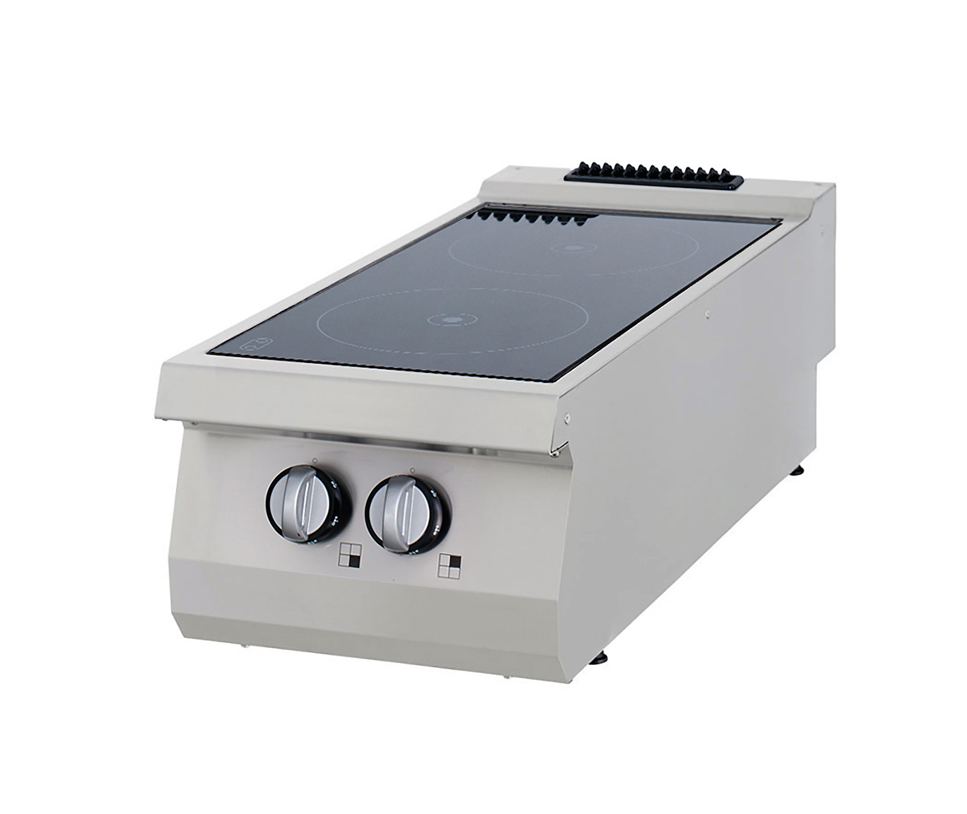 Cuisinière infrarouge professionnelle 2 brûleurs électrique avec plaque vitrocéramique 6mm, boîtier inox soudé, puissance 4,2kW et sécurité thermocouple pour restaurant