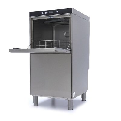Lave-vaisselle batterie professionnel 50x60 cm 400V, machine de lavage batterie inox 6700W, lave-vaisselle pro panier rectangulaire, plonge inox batterie cuisine triphasée.