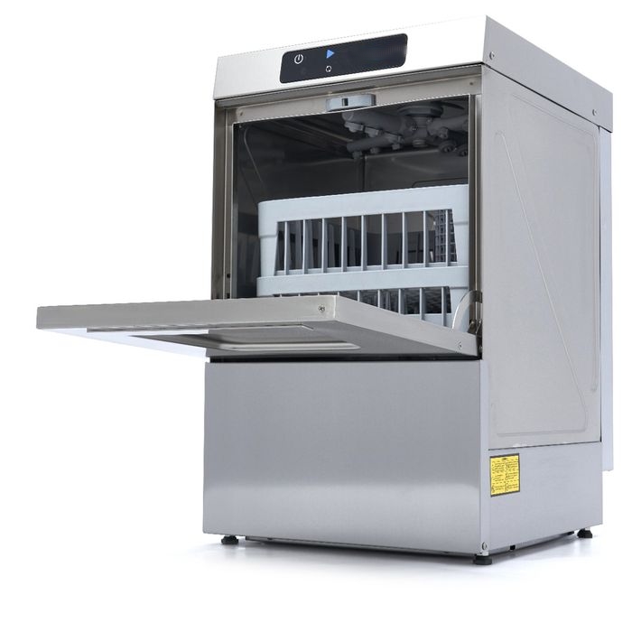 Lave-vaisselle sous plan 40x40 cm affichage numérique, machine de lavage bar automatique 3 pompes, lave-vaisselle pro inox 3300W affichage digital, plonge haute température 85 degrés HACCP.