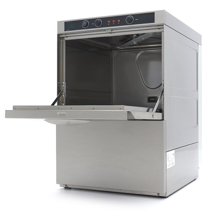 Lave-verres professionnel 35x35 cm pompe vidange et savon, machine à laver les verres silencieuse 230V, lave-verre compact bar inox 35x35, lave-verre pro cycle 120 secondes 2800W.