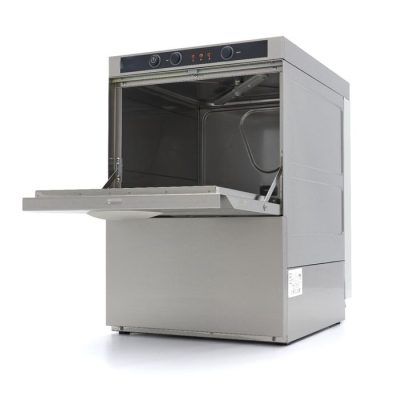 Lave-verres professionnel 35x35 cm pompe de rinçage, machine à laver les verres silencieuse 230V, lave-verre compact inox 35x35 bar, lave-verre pro cycle 120 secondes 2800W.