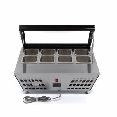 Mini saladette professionnelle 67 litres en acier inoxydable couvercle ouvert