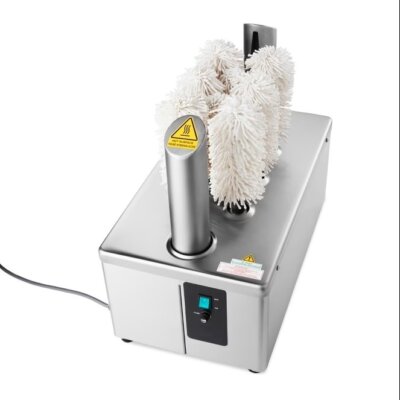 Polisseuse de verre professionnelle 8 brosses acier inoxydable, machine à polir les verres 600 par heure, polisseuse verre bar brosses fibres naturelles, robot lustreur de verres 2800 RPM inox.