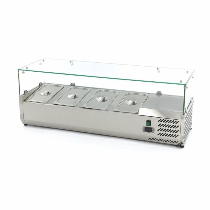 Porte-Ingrédient Réfrigéré 120 cm - 4 x GN 1/3 - Inox & Froid Statique - Vitrine à Poser – Image 3