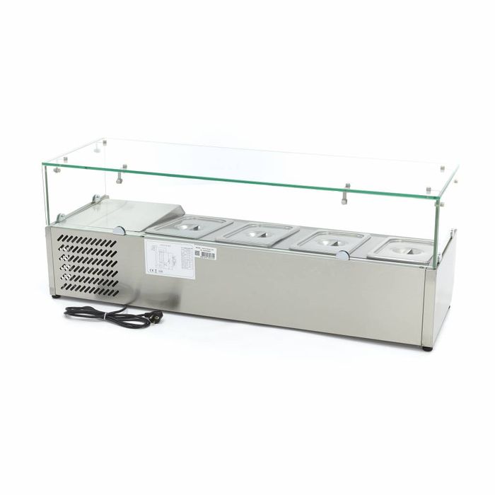 Porte-Ingrédient Réfrigéré 120 cm - 4 x GN 1/3 - Inox & Froid Statique - Vitrine à Poser – Image 5