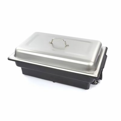 Réchaud électrique professionnel en acier inoxydable avec châssis isolant, modèle de 3,5 kg avec bac GN 1/1 inclus pour un maintien au chaud sécurisé en buffet.