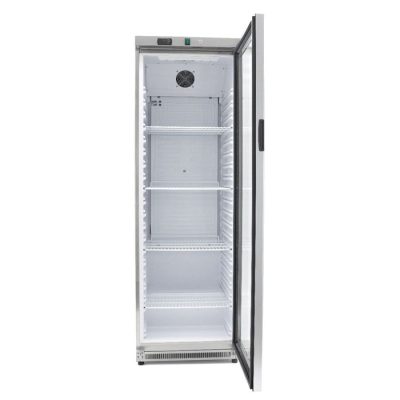 Réfrigérateur professionnel 400 litres acier inoxydable avec porte en verre