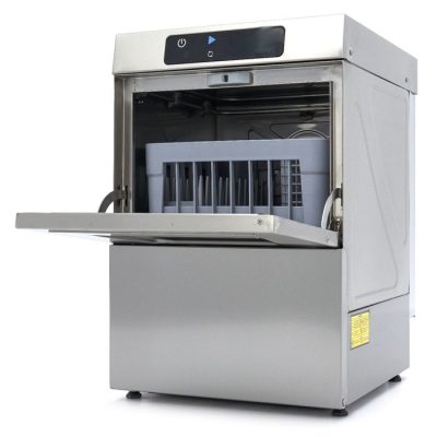 Lave-verre professionnel digital 35x35 cm avec pompe de rinçage, machine à laver les verres rinçage 85°C séchage rapide, lave-verre numérique 35x35 3300W inox, robot lave-verre bar digital.