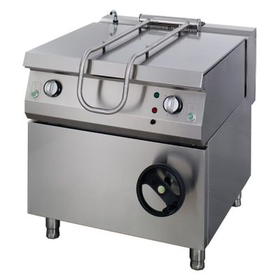 Sauteuse professionnelle basculante à gaz 110 litres avec cuve inox fond 8mm, brûleurs gaz 30kW, injecteurs gaz naturel et GPL inclus, électrovanne eau pour restaurant
