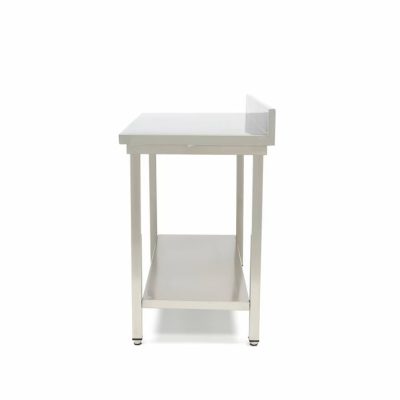Table en acier inoxydable - 100 x 70 cm - hauteur réglable - avec dosseret