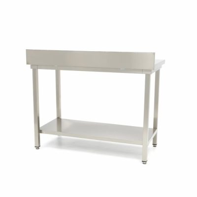 Table en acier inoxydable - 60 x 70 cm - hauteur réglable - avec dosseret