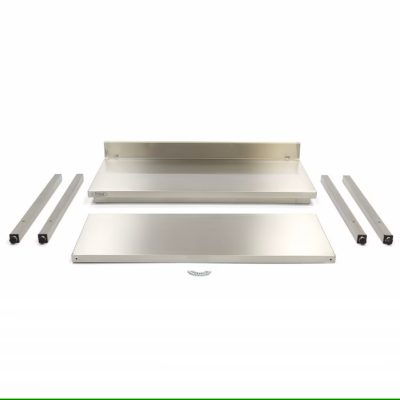 Table en acier inoxydable - 80 x 70 cm - hauteur réglable - avec dosseret