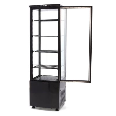 Grande vitrine réfrigérée verticale 235 litres noire 4 faces vitrées