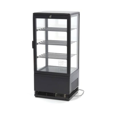 Mini vitrine réfrigérée professionnelle 78 litres noire 4 faces vitrées