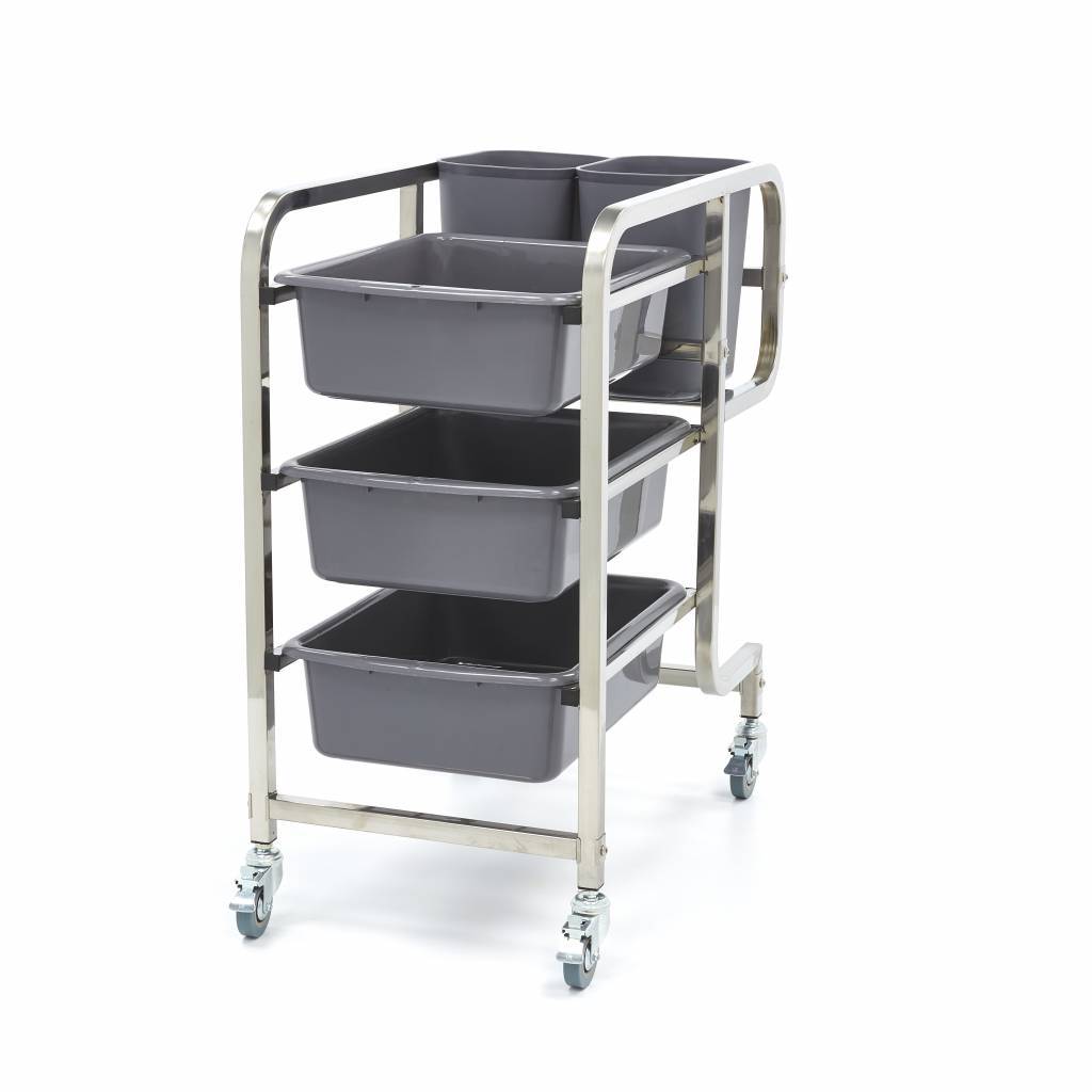Chariot de Nettoyage Inox avec 5 Bacs Amovibles – Tri & Débarrassage Pro – Image 2