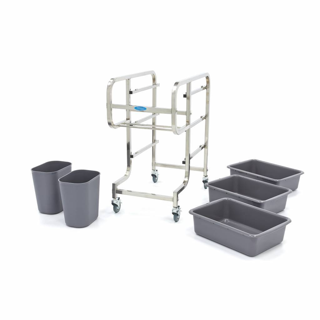 Chariot de Nettoyage Inox avec 5 Bacs Amovibles – Tri & Débarrassage Pro – Image 5