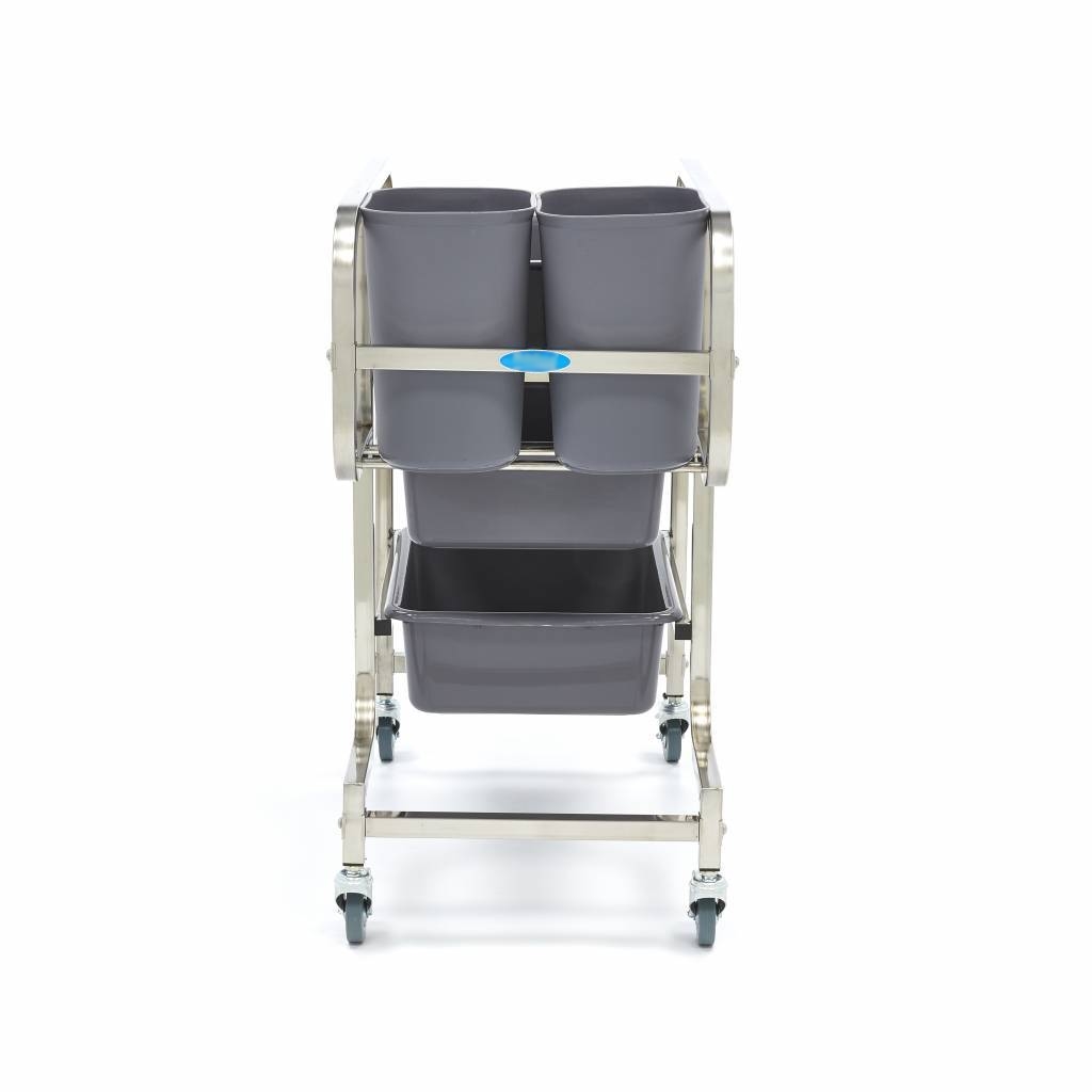 Chariot de Nettoyage Inox avec 5 Bacs Amovibles – Tri & Débarrassage Pro – Image 3