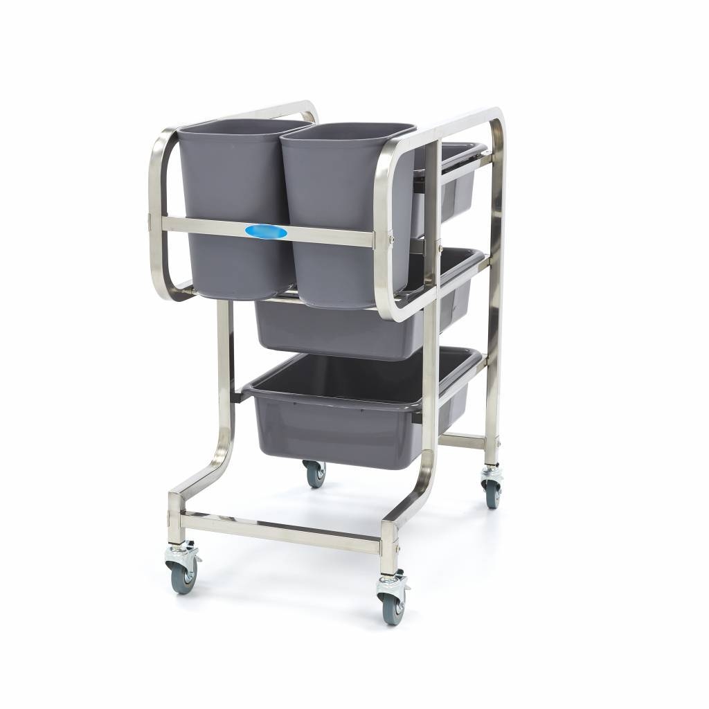 Chariot de Nettoyage Inox avec 5 Bacs Amovibles – Tri & Débarrassage Pro – Image 8