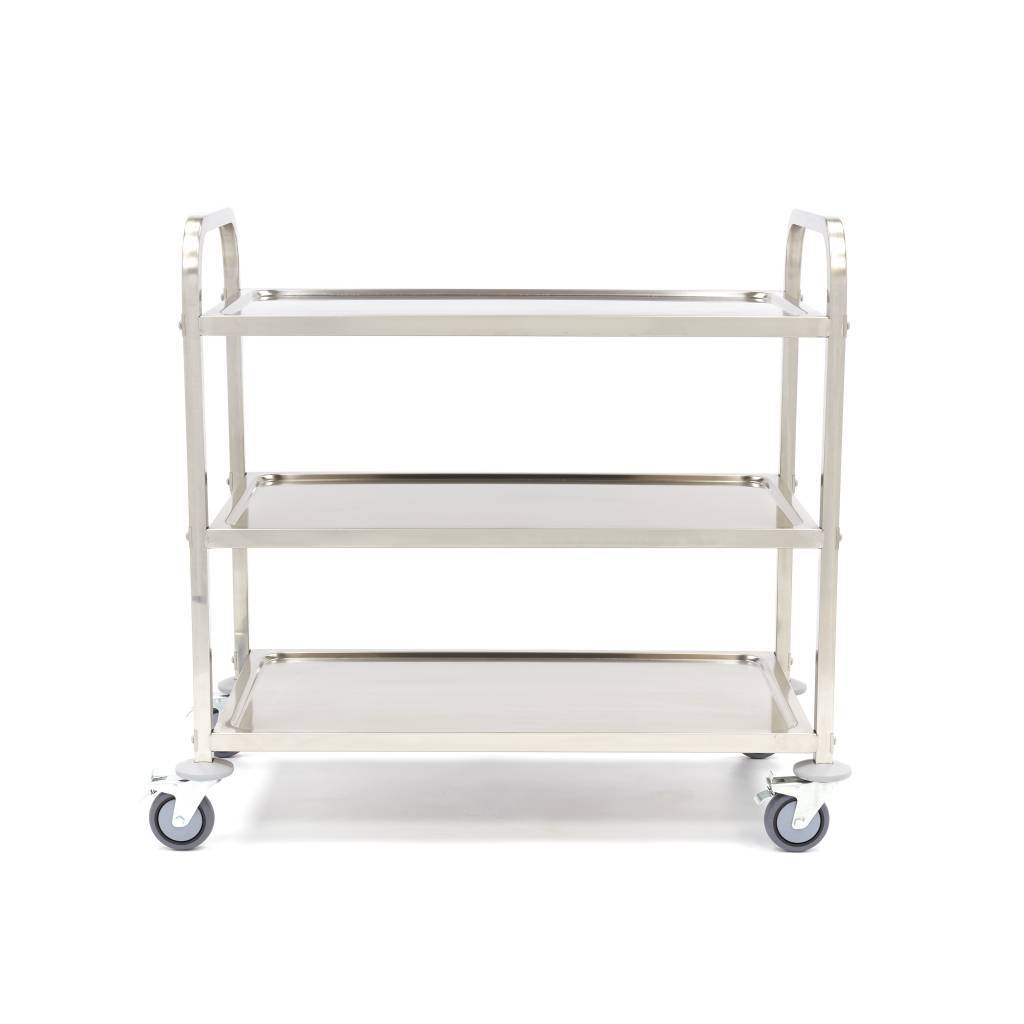 Chariot de Service Inox 3 Plateaux – Charge 120 kg – Finition Polie – Image 5