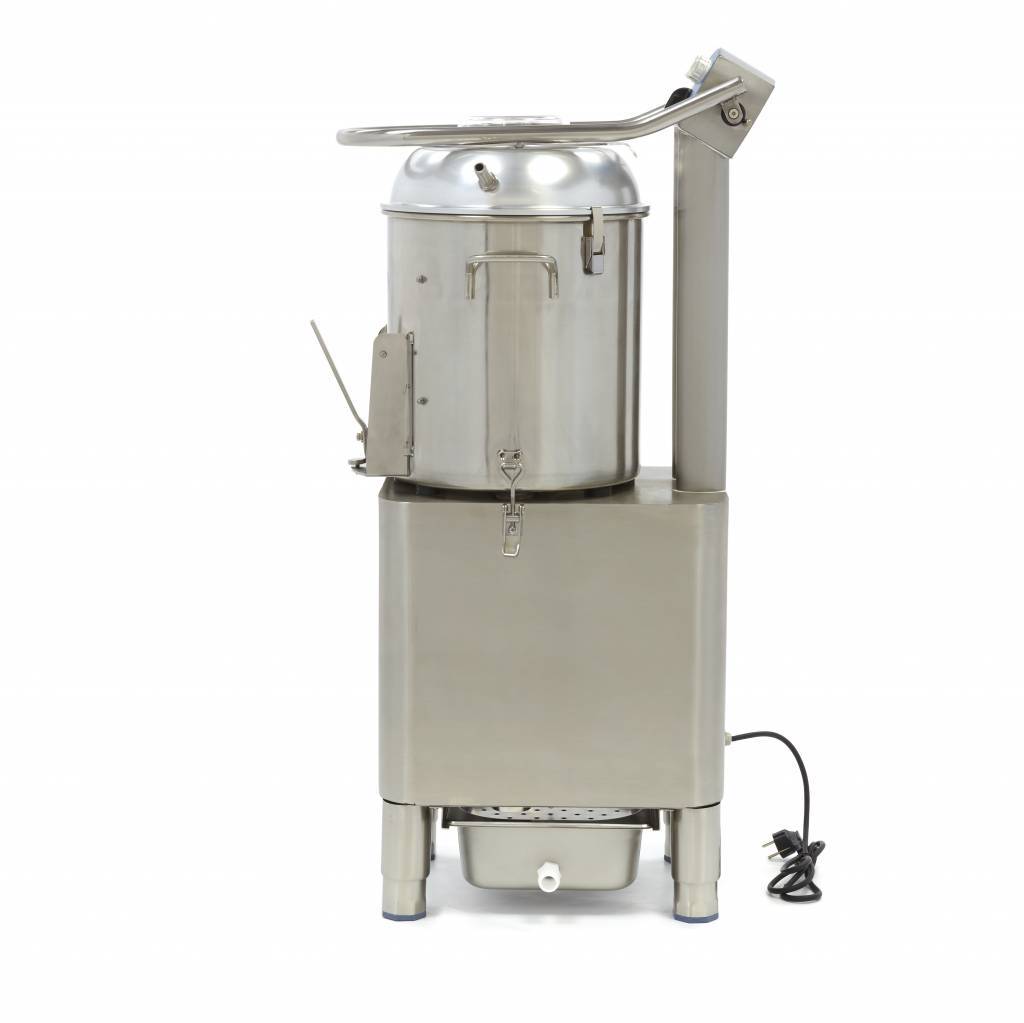 Éplucheuse professionnelle 15 kg ingénierie inox, machine à éplucher les pommes de terre 300kg/h stable, éplucheuse industrielle 750W minuterie rotative, matériel de cuisine pro 15kg inox.