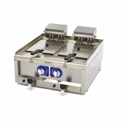 Friteuse électrique professionnelle 2 x 10 litres série 600 inox 12000W triphasée avec vidange
