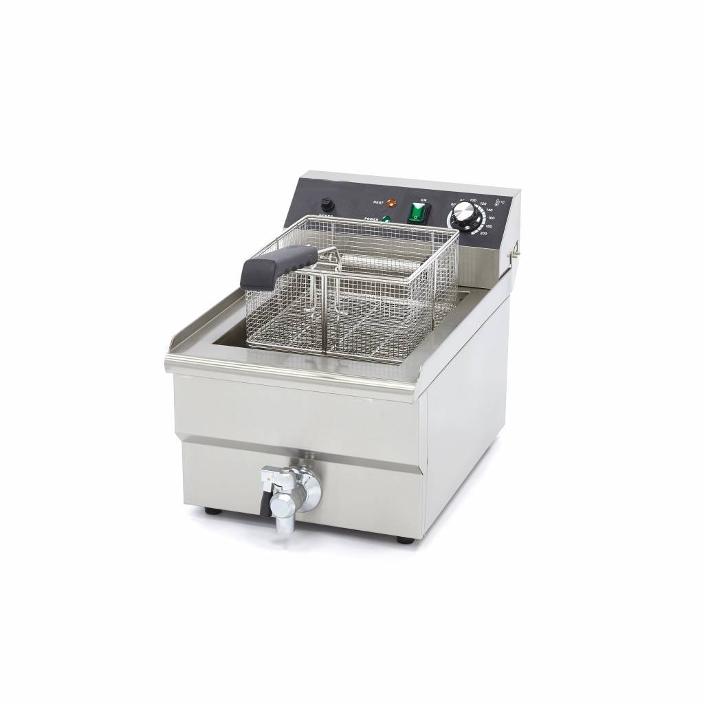 Friteuse électrique professionnelle 16 litres en acier inoxydable avec robinet de vidange frontal et thermostat de précision