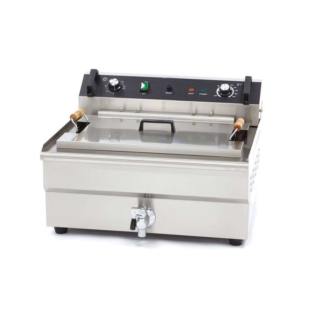 Friteuse électrique professionnelle 30 litres en acier inoxydable avec robinet de vidange et panier extra-large 400V