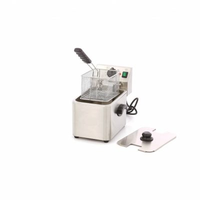 Friteuse électrique professionnelle 1 x 4 litres inox de luxe avec réservoir amovible et thermostat de précision