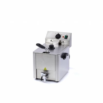 Friteuse électrique professionnelle 8 litres en acier inoxydable avec valve à huile et thermostat de précision