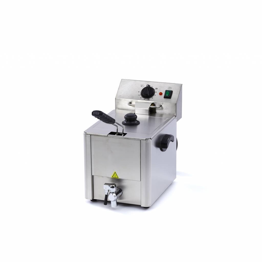 Friteuse électrique professionnelle 8 litres en acier inoxydable avec valve à huile et thermostat de précision