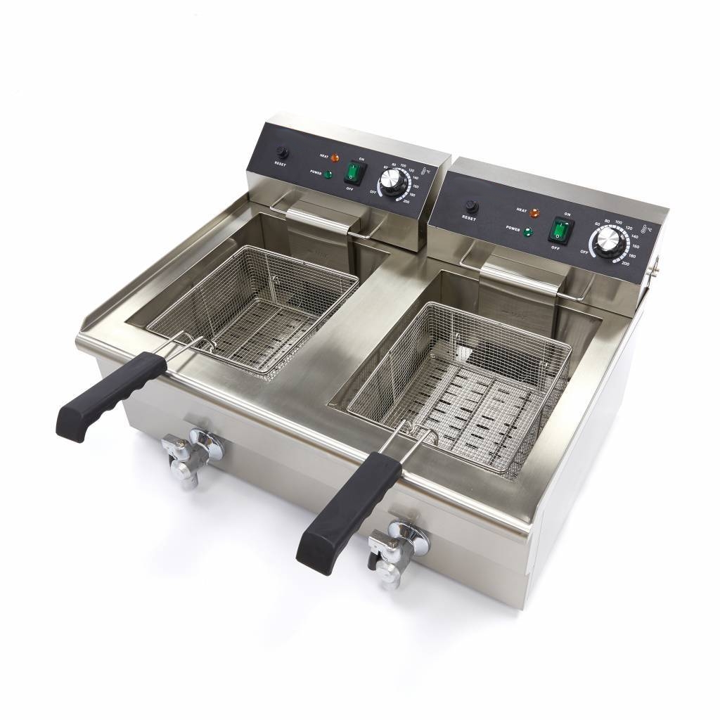 Friteuse Électrique Professionnelle 2 x 16L - 6000W - Avec Robinets de Vidange – Image 2